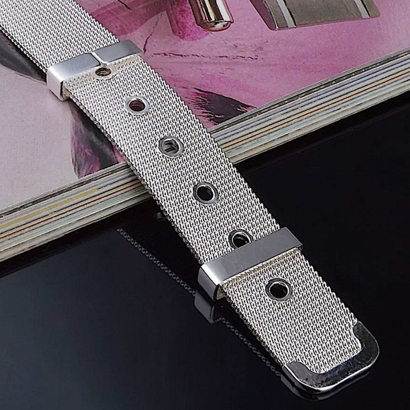 Sterling Silver Belt Buckle Unisex Bracelet Mesh - Picture 12 of 13